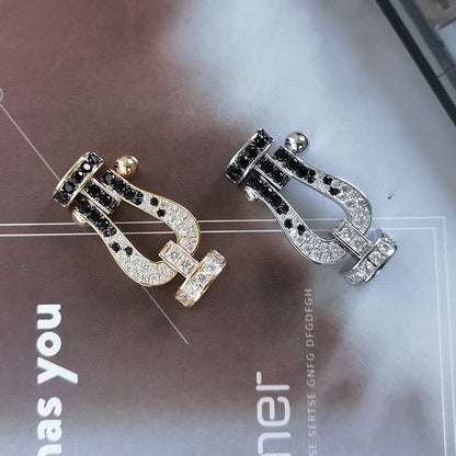 [Clover Jewelery]FORCE LARGE HORSESHOE BLACK WHITE DIAMOND BRACELET ROSE GOLD