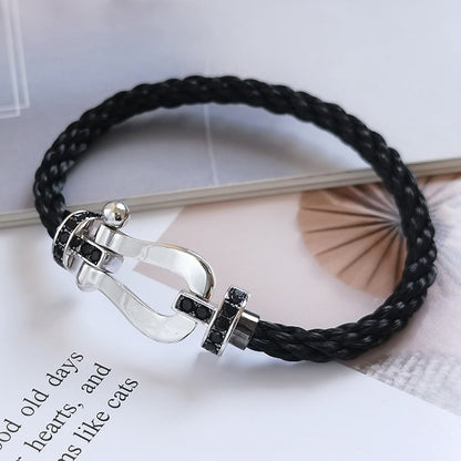 [Clover Jewelery]FORCE LARGE HORSESHOE BLACK DIAMOND BRACELET SILVER