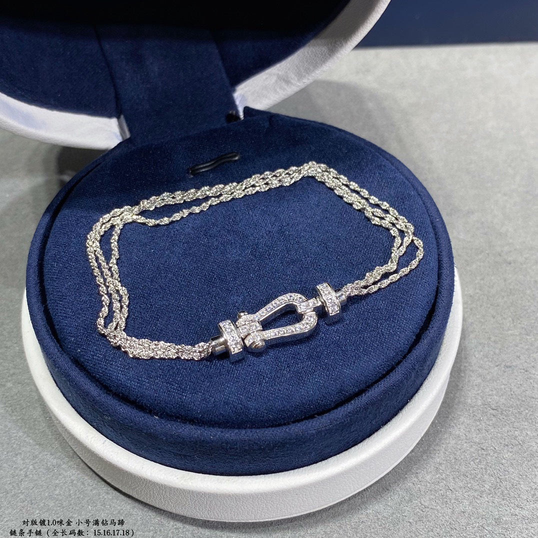 [Clover Jewelery]FORCE SMALL HORSESHOE  DIAMOND CHAIN ROPE BRACELET