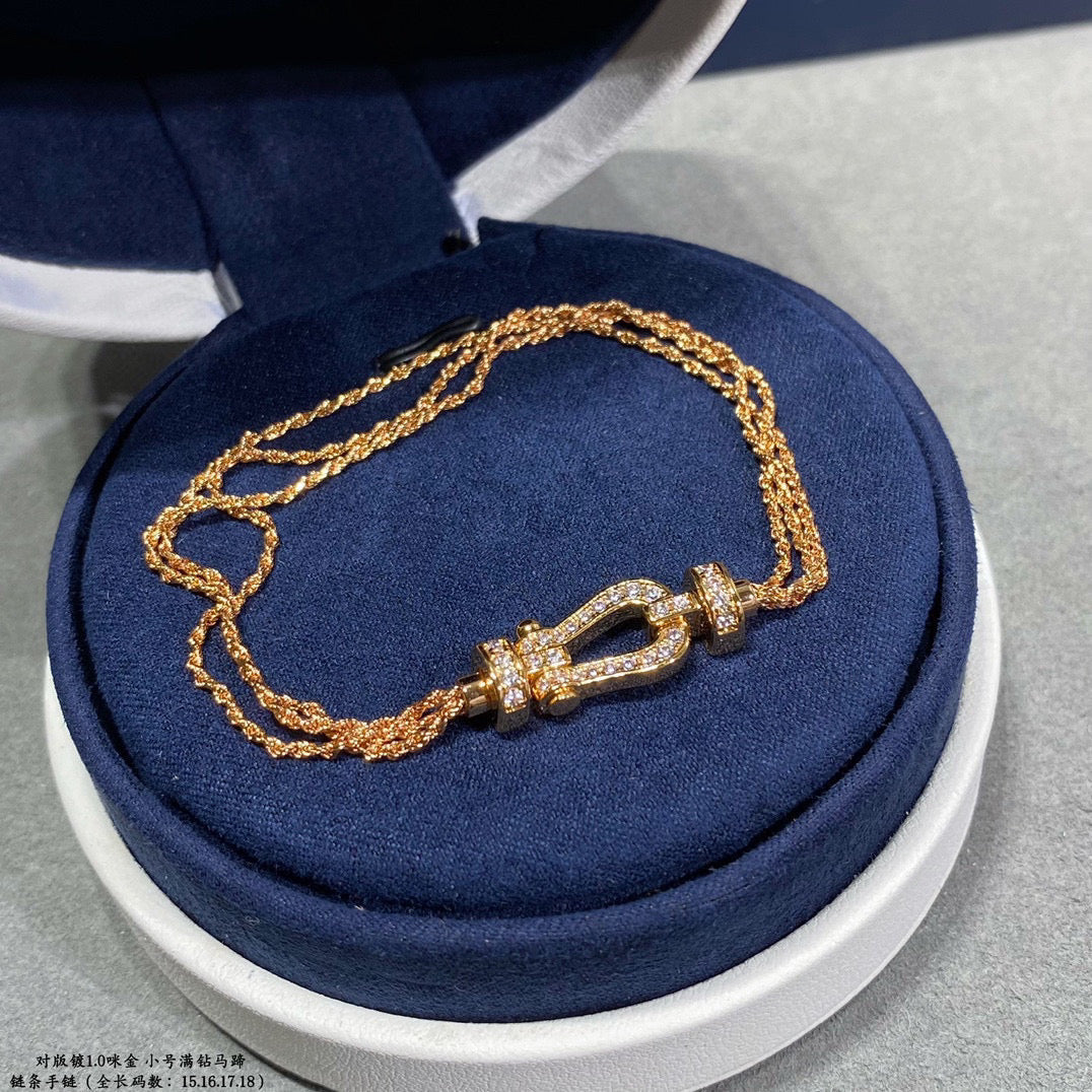 [Clover Jewelery]FORCE SMALL HORSESHOE  DIAMOND CHAIN ROPE BRACELET