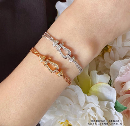 [Clover Jewelery]FORCE SMALL HORSESHOE  DIAMOND CHAIN ROPE BRACELET