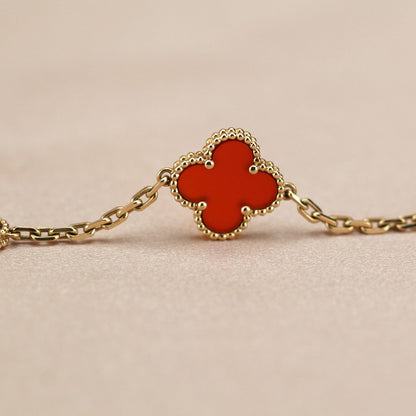 [Clover Jewelery]CLOVER 5 MOTIFS RED AGATE  BRACELET