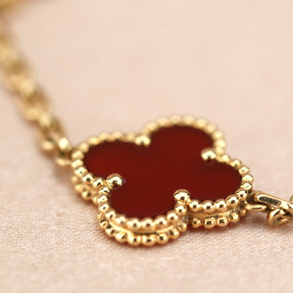 [Clover Jewelery]CLOVER 5 MOTIFS RED AGATE  BRACELET