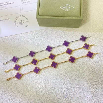 [Clover Jewelery]CLOVER  5 MOTIFS  PURPLE VIOLET BRACELET