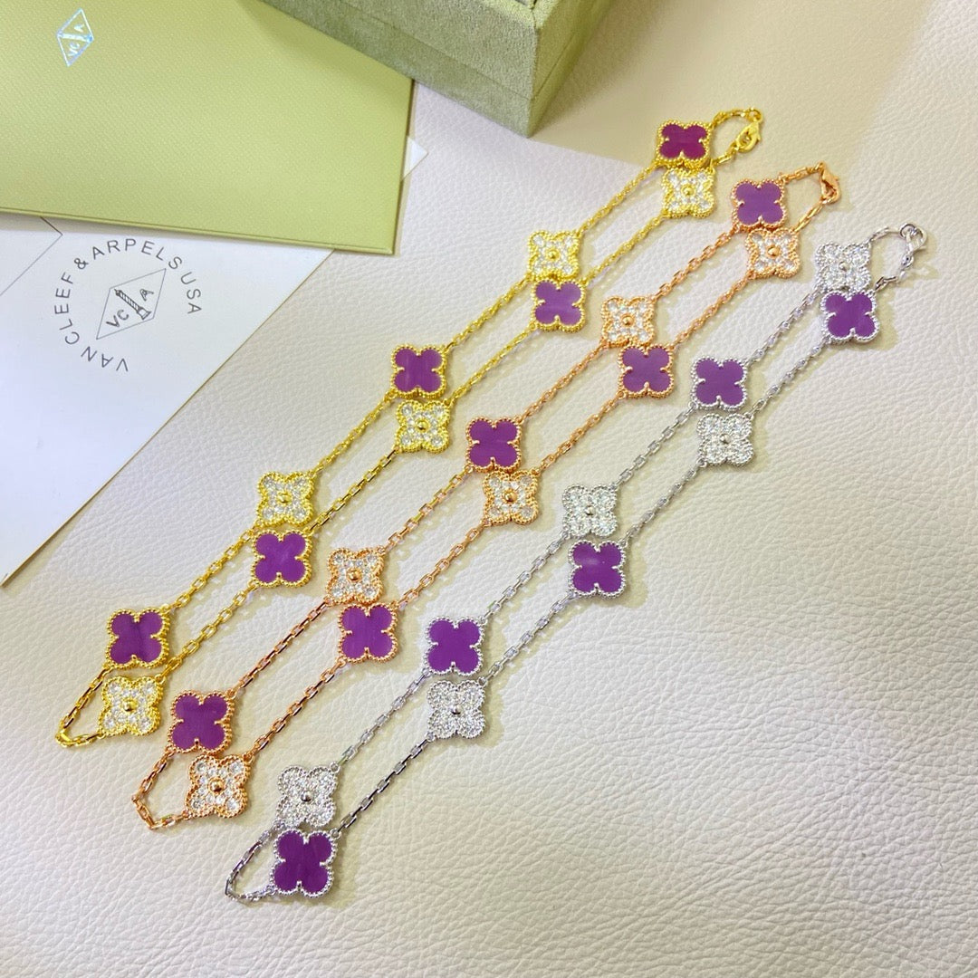[Clover Jewelery]CLOVER 10 MOTIFS  PURPLE VIOLET DIAMOND NECKLACE