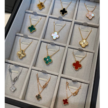 [Clover Jewelery]CLOVER 15MM BLACK ONYX SINGLE FLOWER NECKLACE