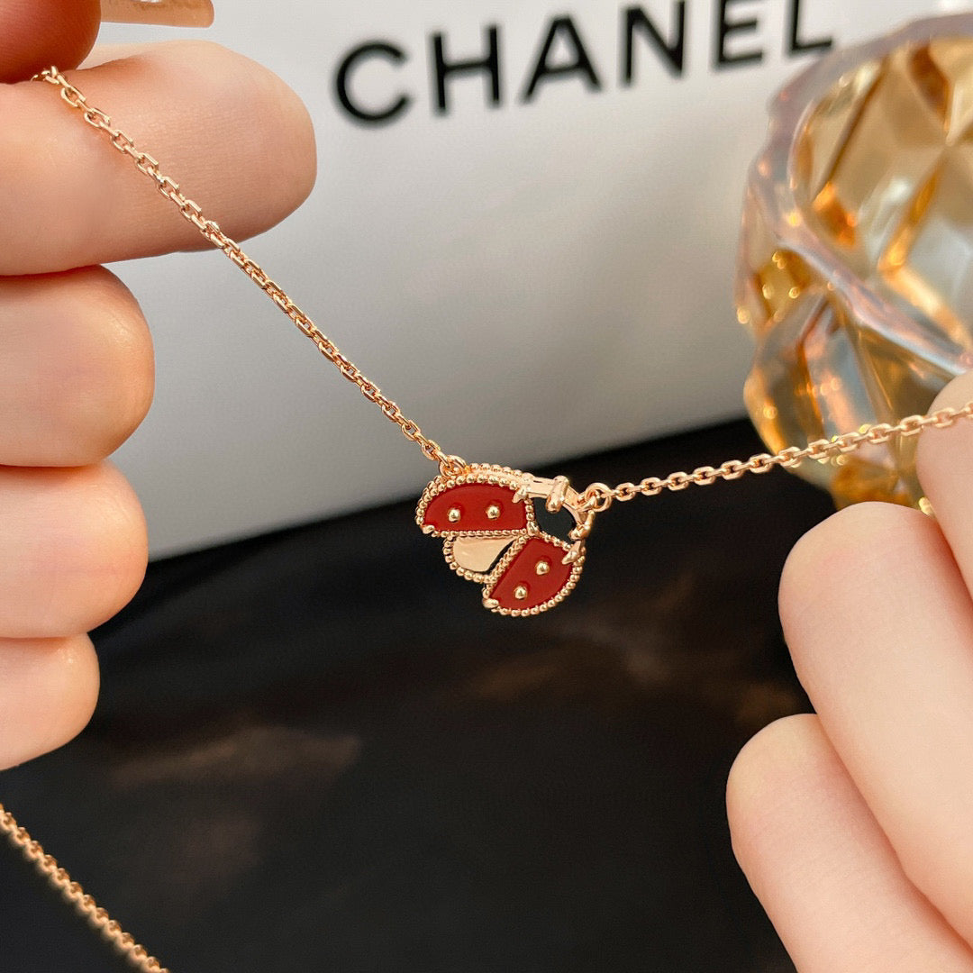 [Clover Jewelery]LUCKY  CARNELIANS LADYBUG NECKLACE