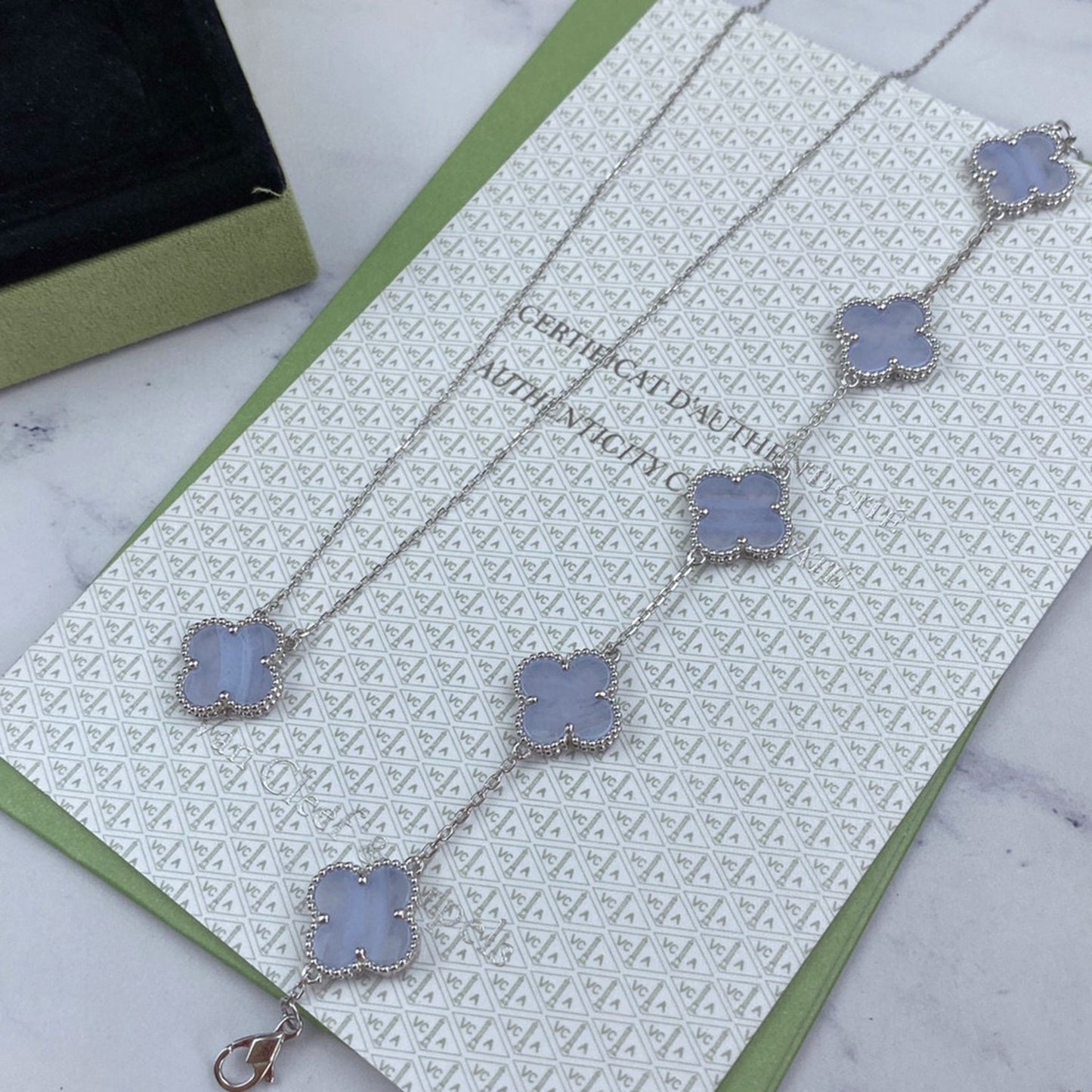 [Clover Jewelery]CLOVER  5 MOTIF PURPLE CHALCEDONY BRACELET SILVER