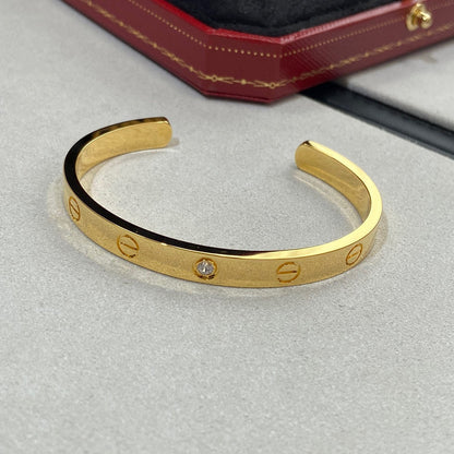 [Clover Jewelery]LOVE BRACELET 6.1MM 1 DIAMOND OPEN CUFF