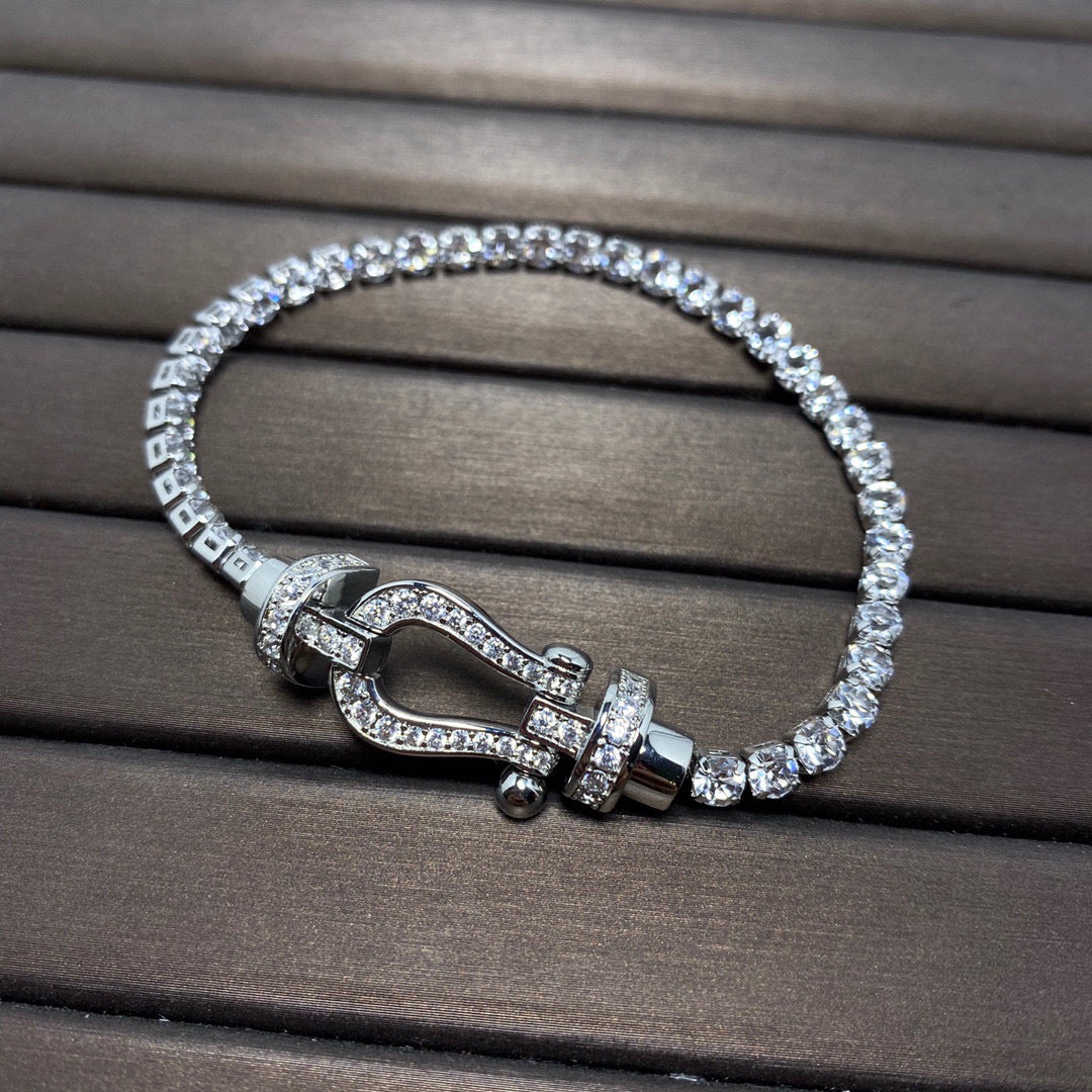 [Clover Jewelery]FORCE  LARGE HORSESHOE FULL DIAMOND TENNIS BRACELET