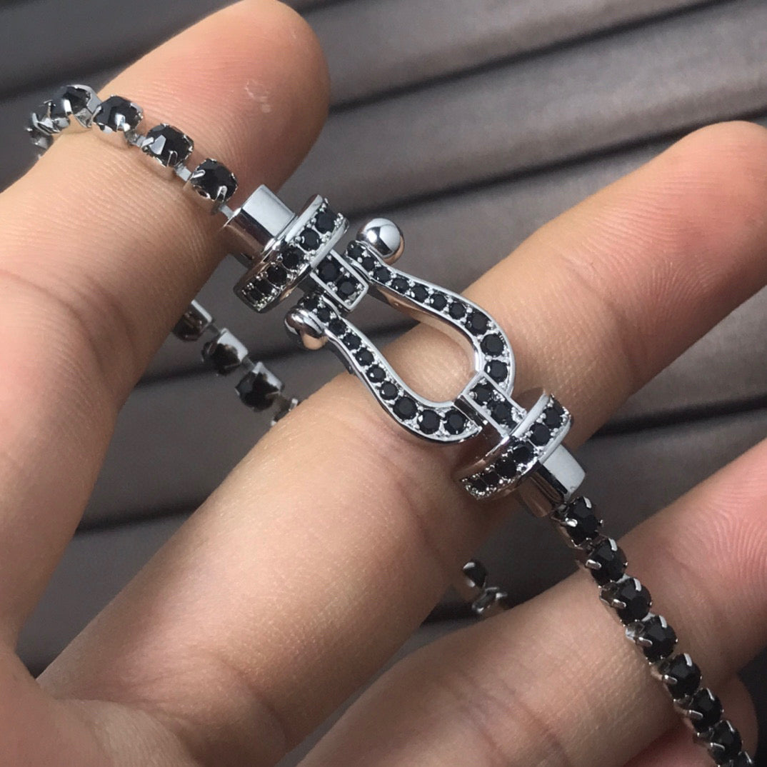 [Clover Jewelery]FORCE  LARGE HORSESHOE FULL DIAMOND TENNIS BRACELET