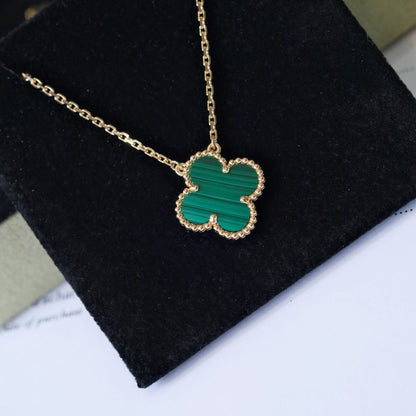 [Clover Jewelery]CLOVER 15MM MALACHITE SINGLE FLOWER  NECKLACE