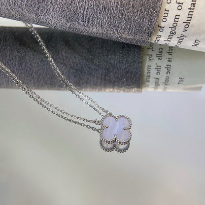 [Clover Jewelery]CLOVER 15MM BLUE CHALCEDONY NECKLACE SILVER