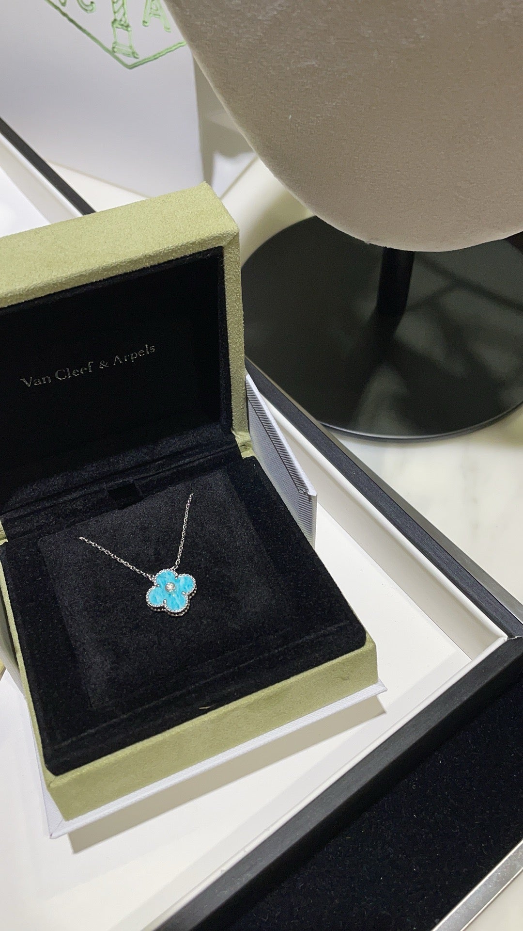 [Clover Jewelery]CLOVER 15MM DIAMOND SVRES PORCELAIN  NECKLACE SILVER