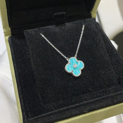 [Clover Jewelery]CLOVER 15MM DIAMOND SVRES PORCELAIN  NECKLACE SILVER