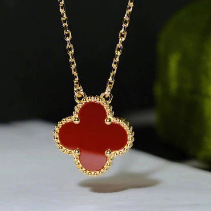 [Clover Jewelery]CLOVER 15MM CARNELIAN SINGLE FLOWER NECKLACE