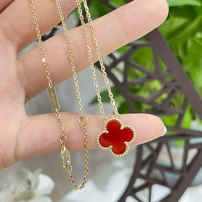 [Clover Jewelery]CLOVER 15MM CARNELIAN SINGLE FLOWER NECKLACE