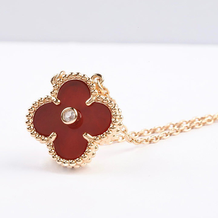 [Clover Jewelery]CLOVER 15MM DIAMOND CARNELIAN NECKLACE