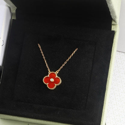 [Clover Jewelery]CLOVER 15MM DIAMOND CARNELIAN NECKLACE