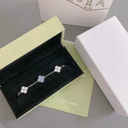 [Clover Jewelery]CLOVER  5 MOTIF DIAMOND PURPLE CHALCEDONY BRACELET SILVER