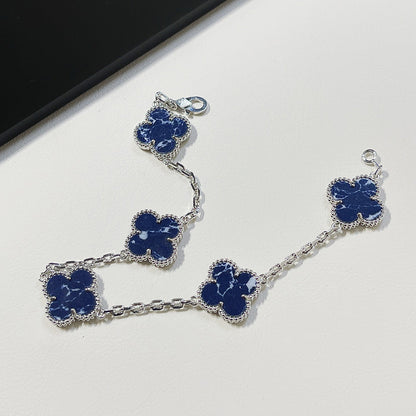 [Clover Jewelery]CLOVER 5 MOTIF PIETERSITE SILVER BRACELET