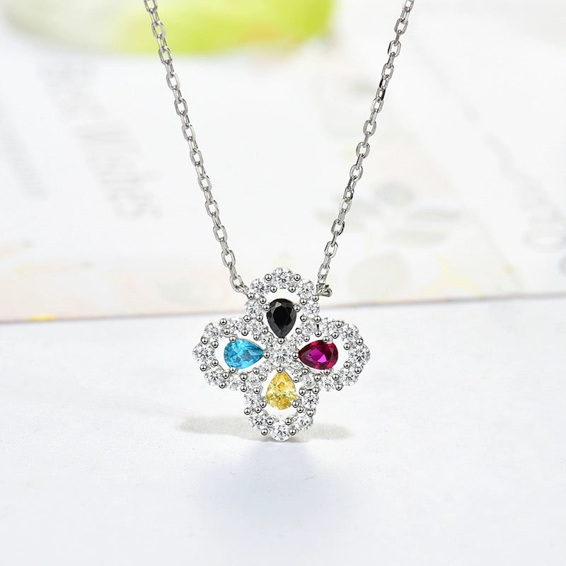 [Clover Jewelery]LOOP NECKLACE FULL MOTIF DIAMOND 16MM MULTIPLE COLORS