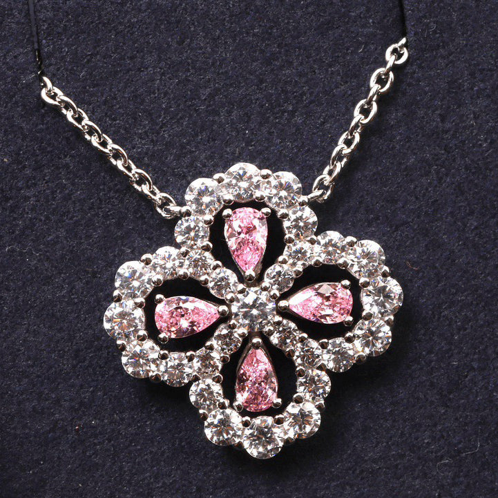 [Clover Jewelery]LOOP NECKLACE FULL MOTIF DIAMOND 16MM MULTIPLE COLORS