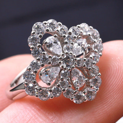 [Clover Jewelery]LOOP RING FULL MOTIF DIAMOND 16MM SILVE