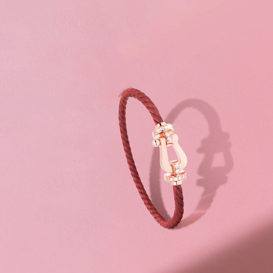 [Clover Jewelery]FORCE 10 HALF DIAMOND PINK GOLD RED CORDERI LARGE AND MEDIUM MODEL