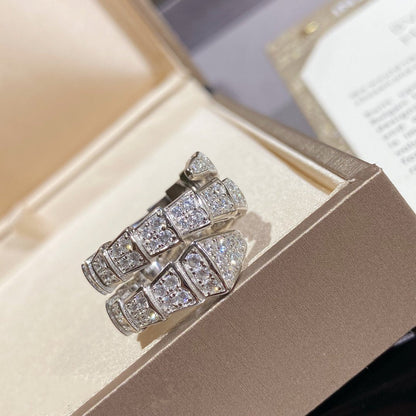 [Clover Jewelery]SERPENTI DOUBLE RING SILVER DIAMOND PAVED