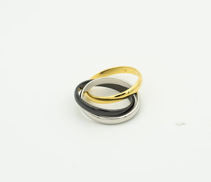 [Clover Jewelery]TRINITY RING BLACK GOLD SILVER