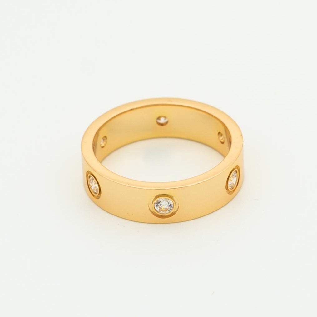 [Clover Jewelery]LOVE RING 5.5MM 6 DIAMONDS PINK GOLD