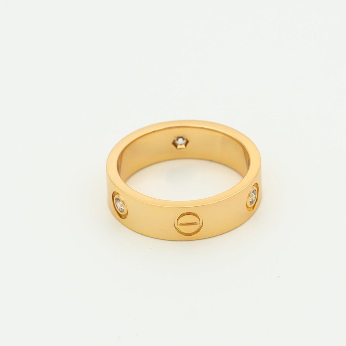 [Clover Jewelery]LOVE RING 5.5MM 3 DIAMONDS PINK GOLD