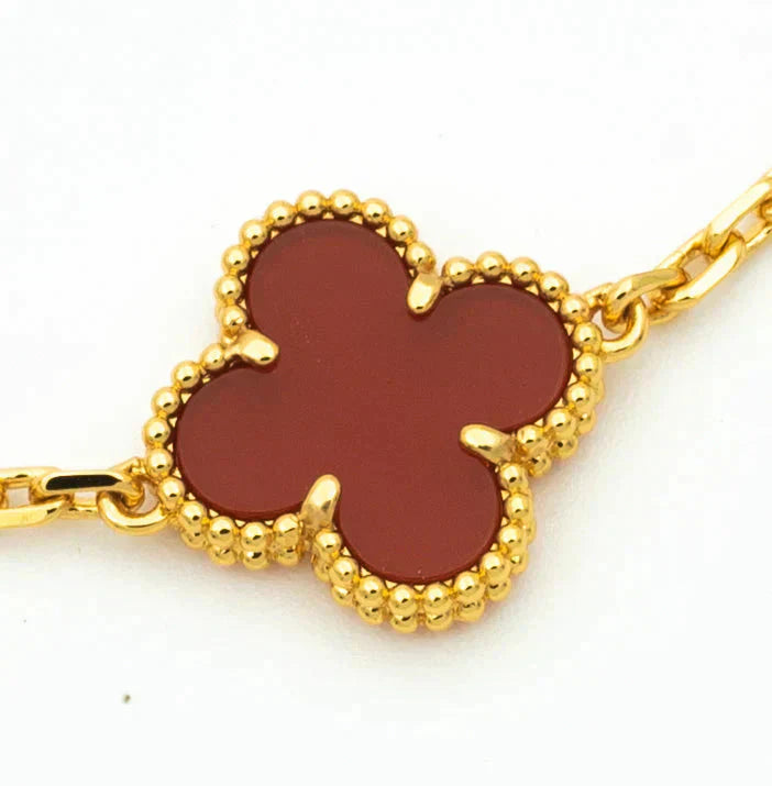 [Clover Jewelery]CLOVER 5 MOTIFS CARNELIAN DIAMOND BRACELET