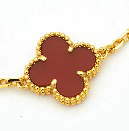 [Clover Jewelery]CLOVER 5 MOTIFS CARNELIAN DIAMOND BRACELET