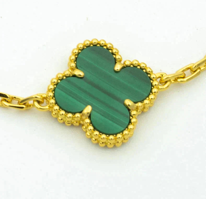 [Clover Jewelery]CLOVER  5 MOTIF MALACHITE DIAMOND BRACELET