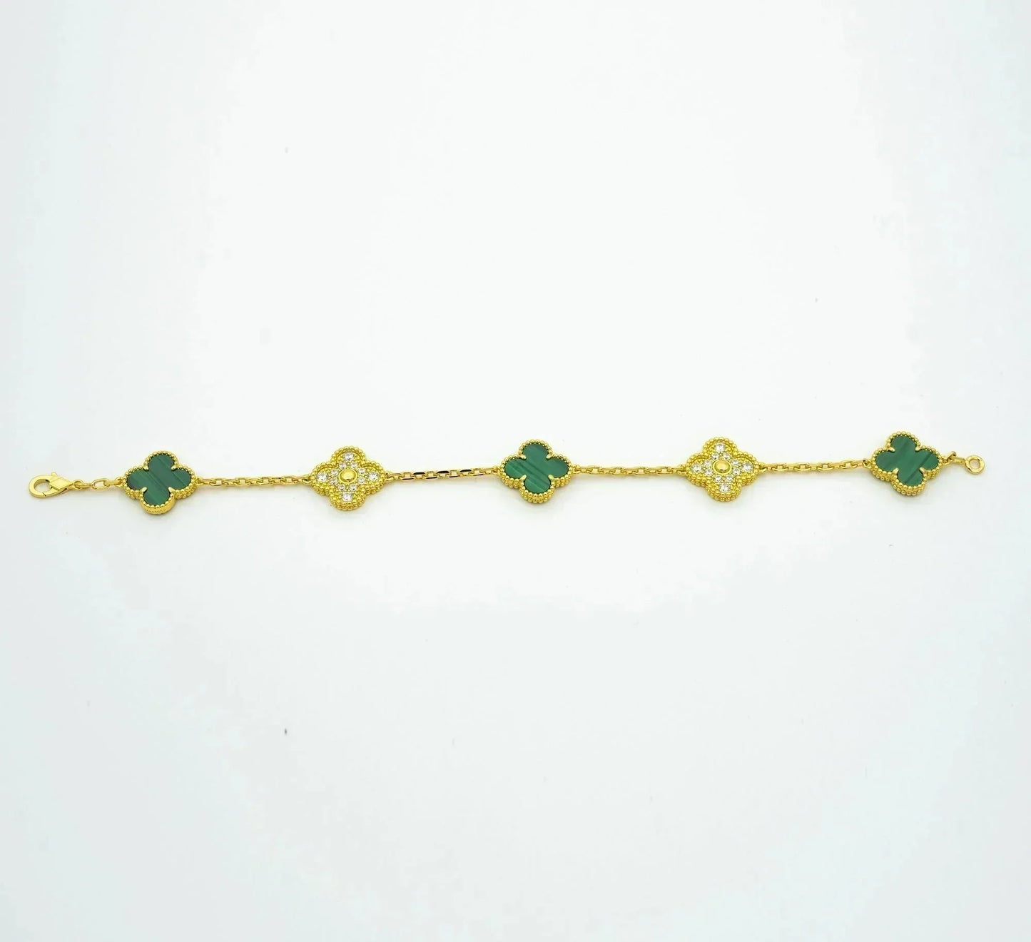 [Clover Jewelery]CLOVER  5 MOTIF MALACHITE DIAMOND BRACELET