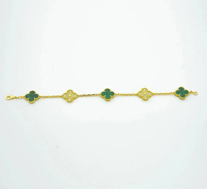 [Clover Jewelery]CLOVER  5 MOTIF MALACHITE DIAMOND BRACELET