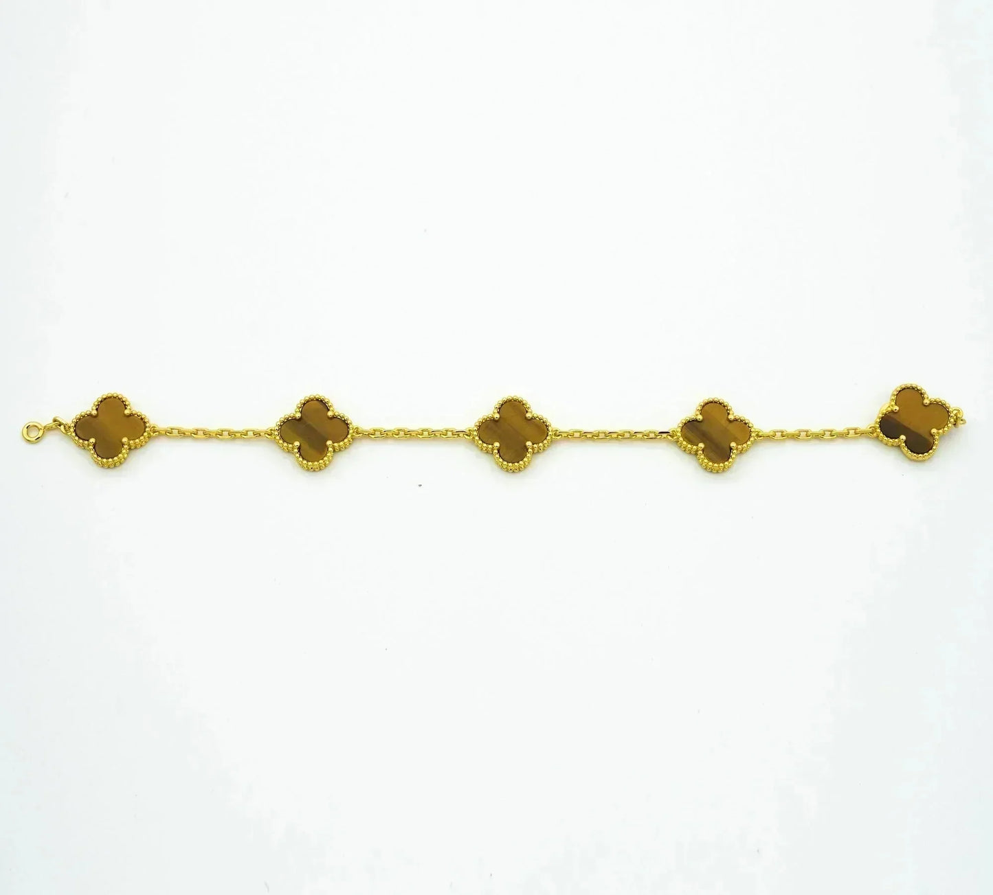 [Clover Jewelery]CLOVER  5 MOTIFS TIGER EYE BRACELET