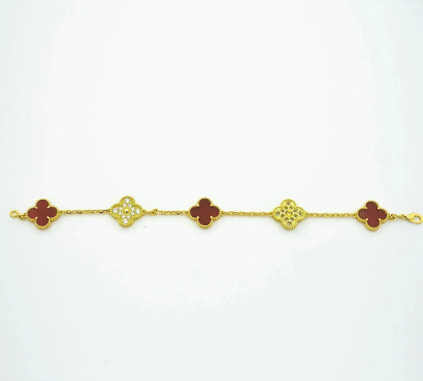 [Clover Jewelery]CLOVER 5 MOTIFS CARNELIAN DIAMOND BRACELET