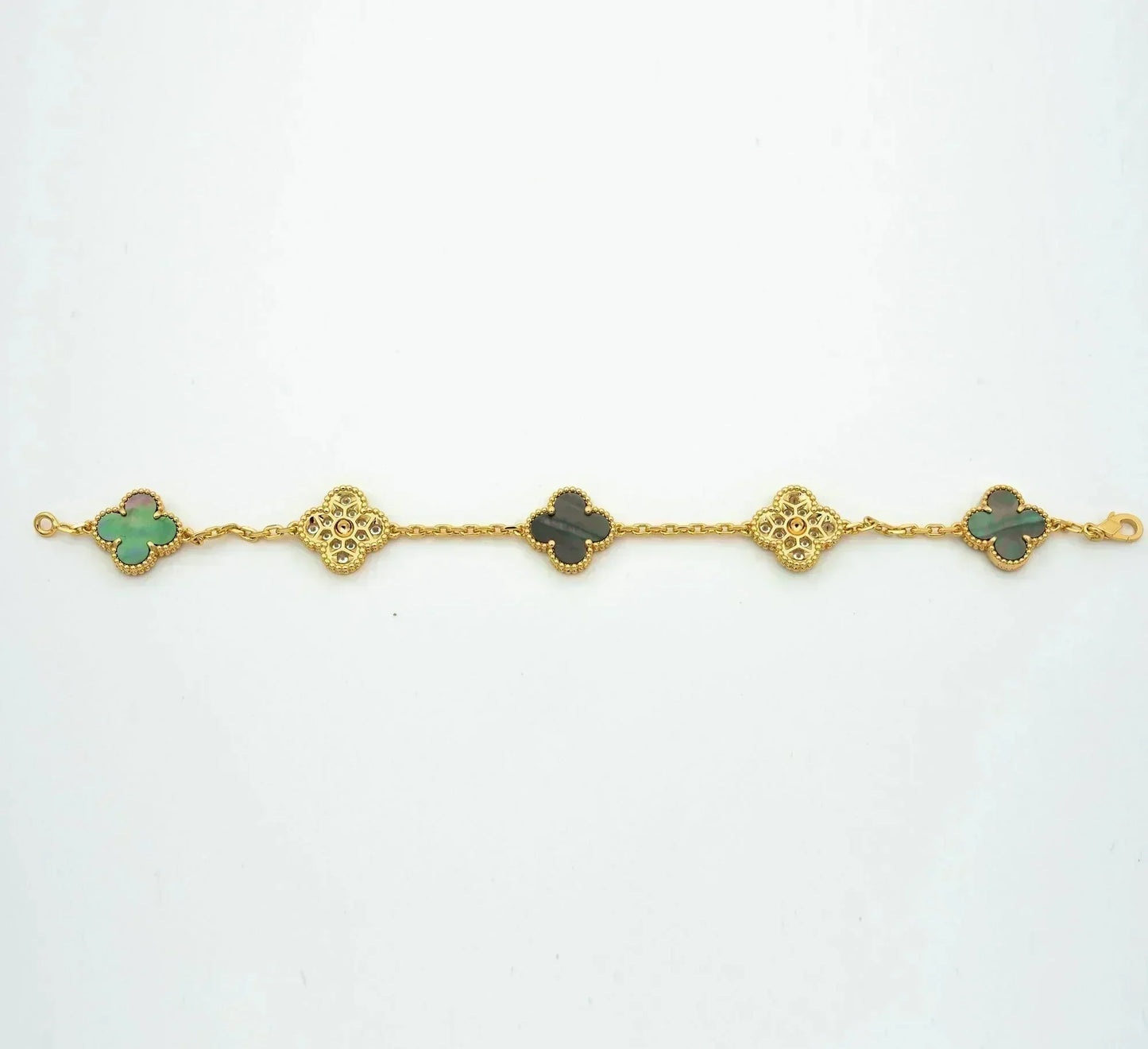 [Clover Jewelery]CLOVER 5 MOTIF GRAY MOP DIAMOND BRACELET