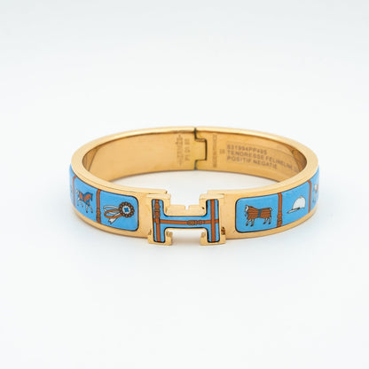 [Clover Jewelery]H PINK GOLD BRACELET BLUE CERAMIC