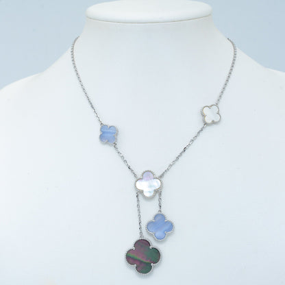 [Clover Jewelery]CLOVER MOP CHALCEDONY NECKLACE SILVER 6 MOTIF
