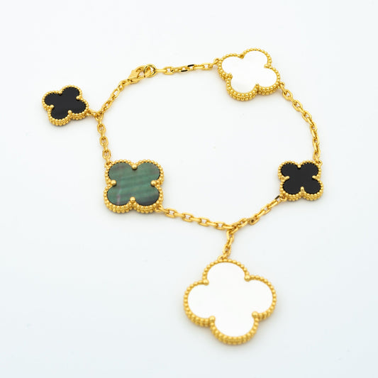 [Clover Jewelery]CLOVER BRACELET 5 MOTIFS ONYX MOP