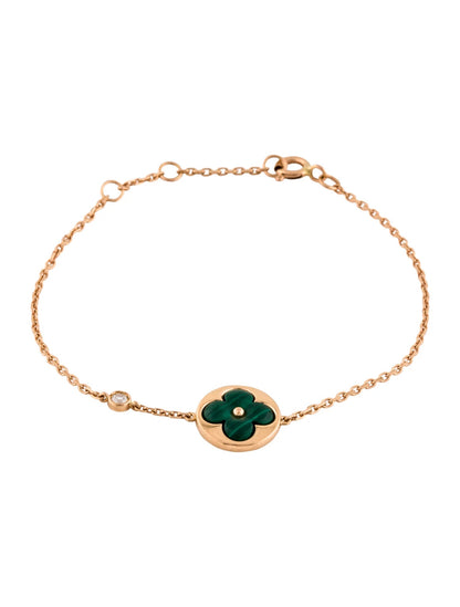 [Clover Jewelery]SUN MALACHITE 1 DIAMOND PINK GOLD BRACELET