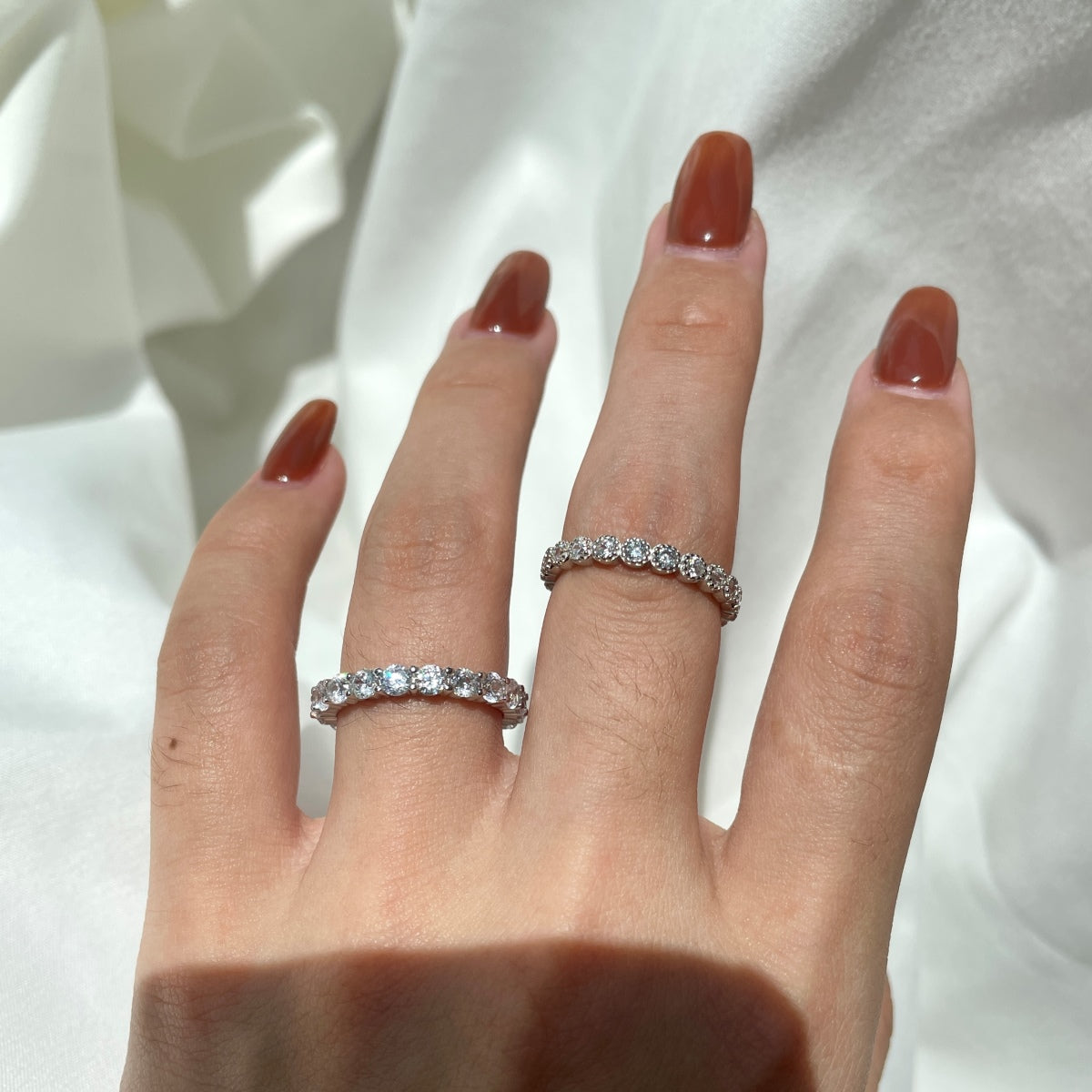 [Clover Jewelery]Sparkling Round Cut Tennis Ring