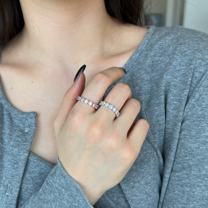 [Clover Jewelery]Eternity Round Cut Tennis Ring