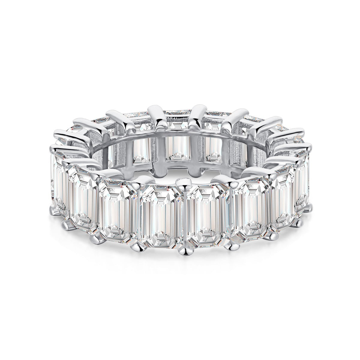 [Clover Jewelery]0.75 Carat Elegant Emerald Cut Tennis Ring