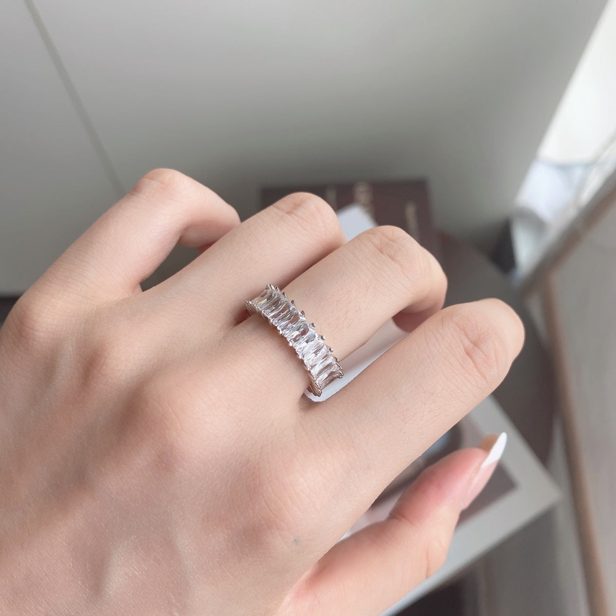 [Clover Jewelery]Unique Colorful Radiant Cut RIng