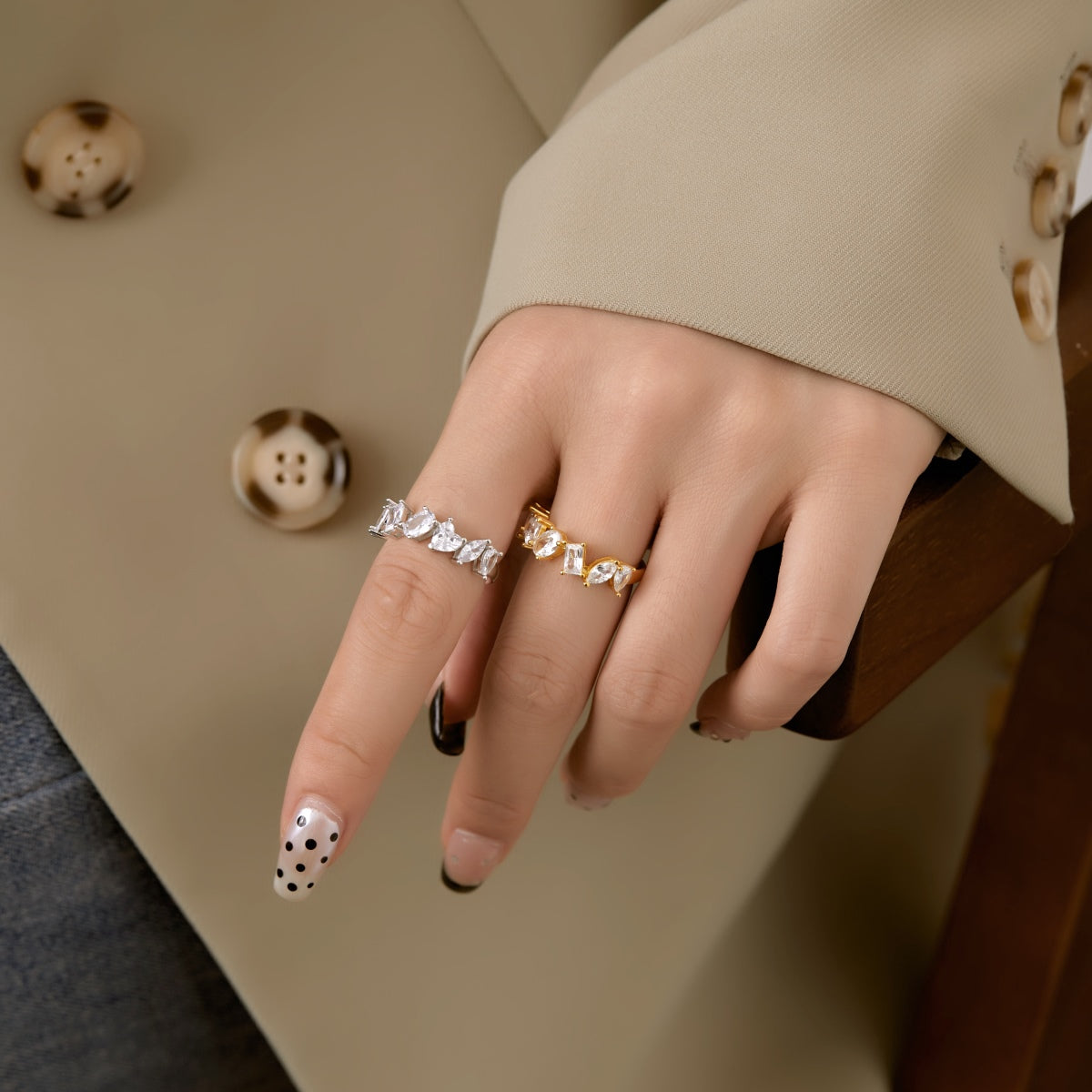 [Clover Jewelery]Delicate Multi Cut Ring